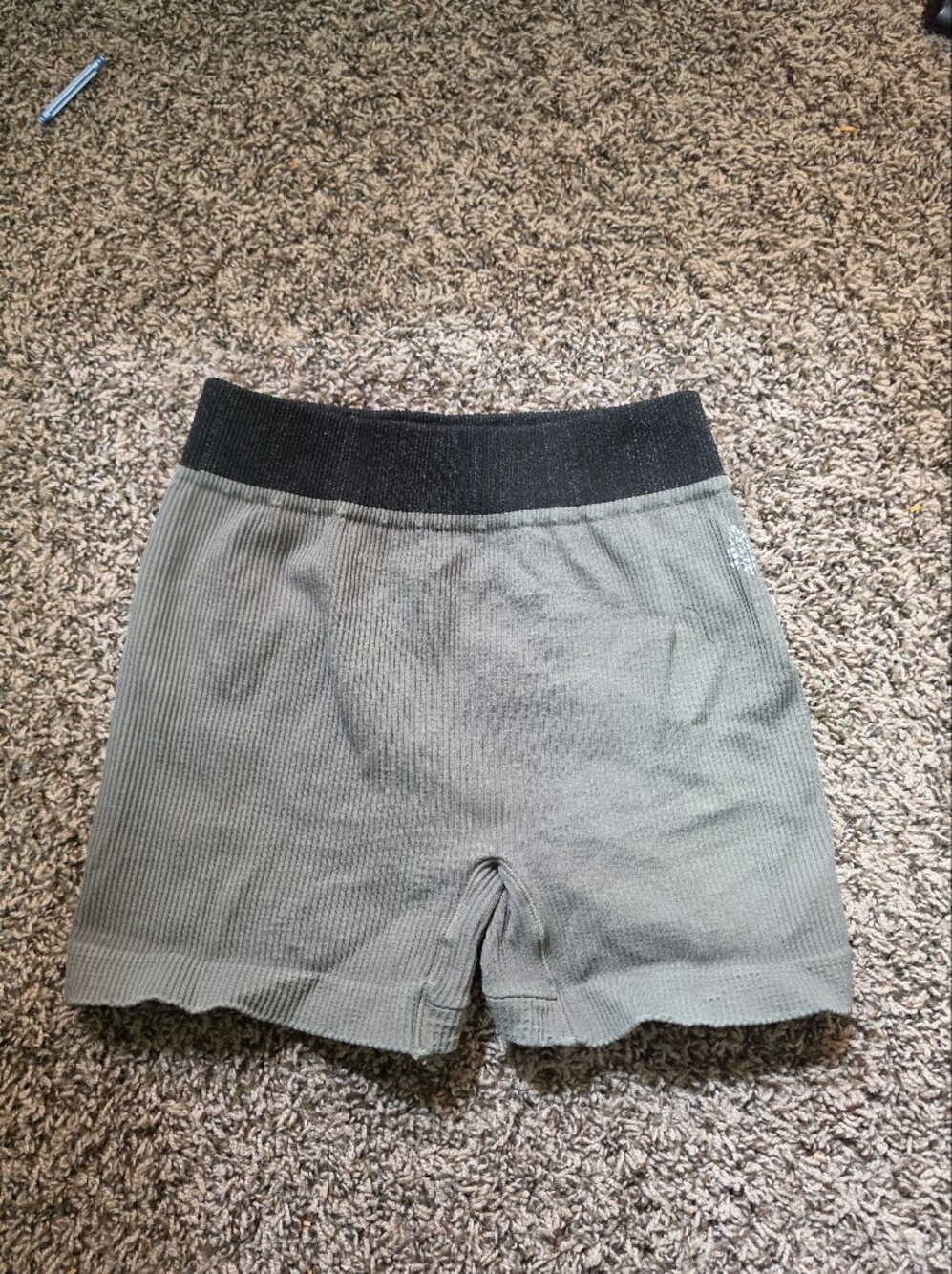 Free People Olive Green Ribbed Bottoms with Black Waistband